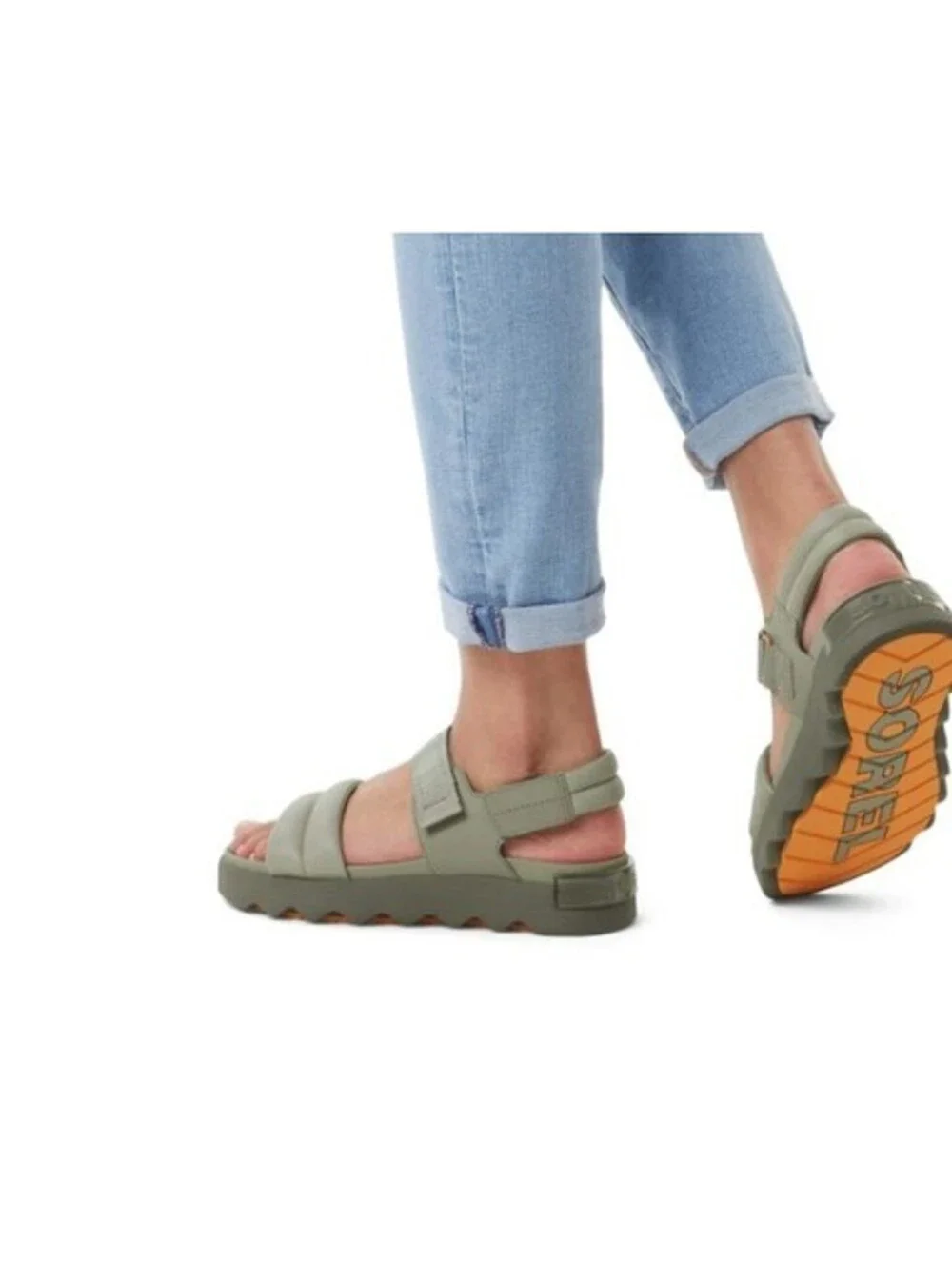 Sorel Women's VIIBE Leather Sandal - Safari Green, Size 8